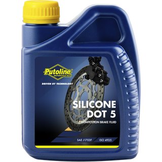 Putoline Bremsflüssigkeit DOT 5 SILICONE Brake Fluid, 500 ml Flasche Spezielle Bremsflüssigkeit für Systeme, die Flüssigkeiten auf Silikonbasis erfordern.
