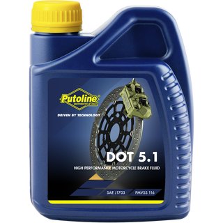 Putoline brake fluid DOT 5.1 Brake Fluid, 500 ml bottle high perfomance synthetic brake fluid for motorcycles with ABS/traction control.