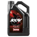 Motul 4-stroke Engine Oil 300V Factory Line Road Racing 10W40, 100% synthetic 4-stroke motorcycle racing lubricant.