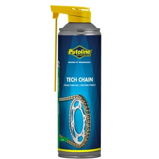 Putoline chain grease TECH CHAIN, 500 ml aerosol Special chain grease based on ceramic wax and PTFE formulation.